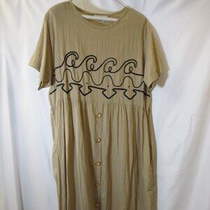 Periphery cover-up/sundress – tan with wave pattern XL